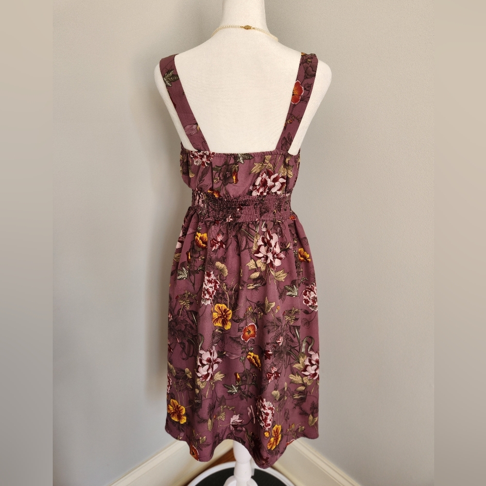 H&M Purple Floral Midi Dress with Yellow Accents - Picture 4 of 10